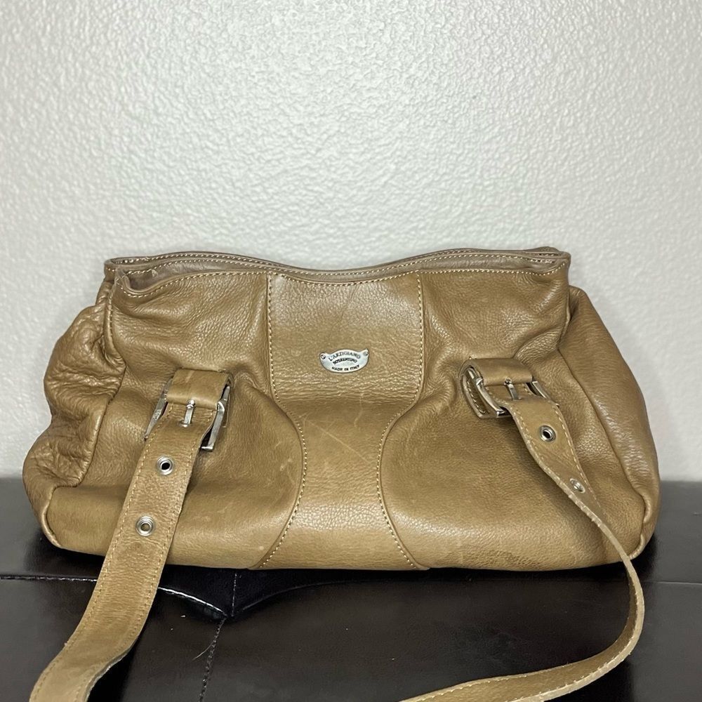 L’Artigiano Leather Tote Brown Tan Shoulder Bag Womens Purse Borse In Pe… - Picture 2 of 12